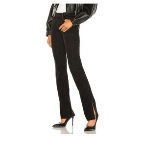 GRLFRND The Hailey Black Straight Leg Jeans Cropped Side Slit‎ Hem Size 27